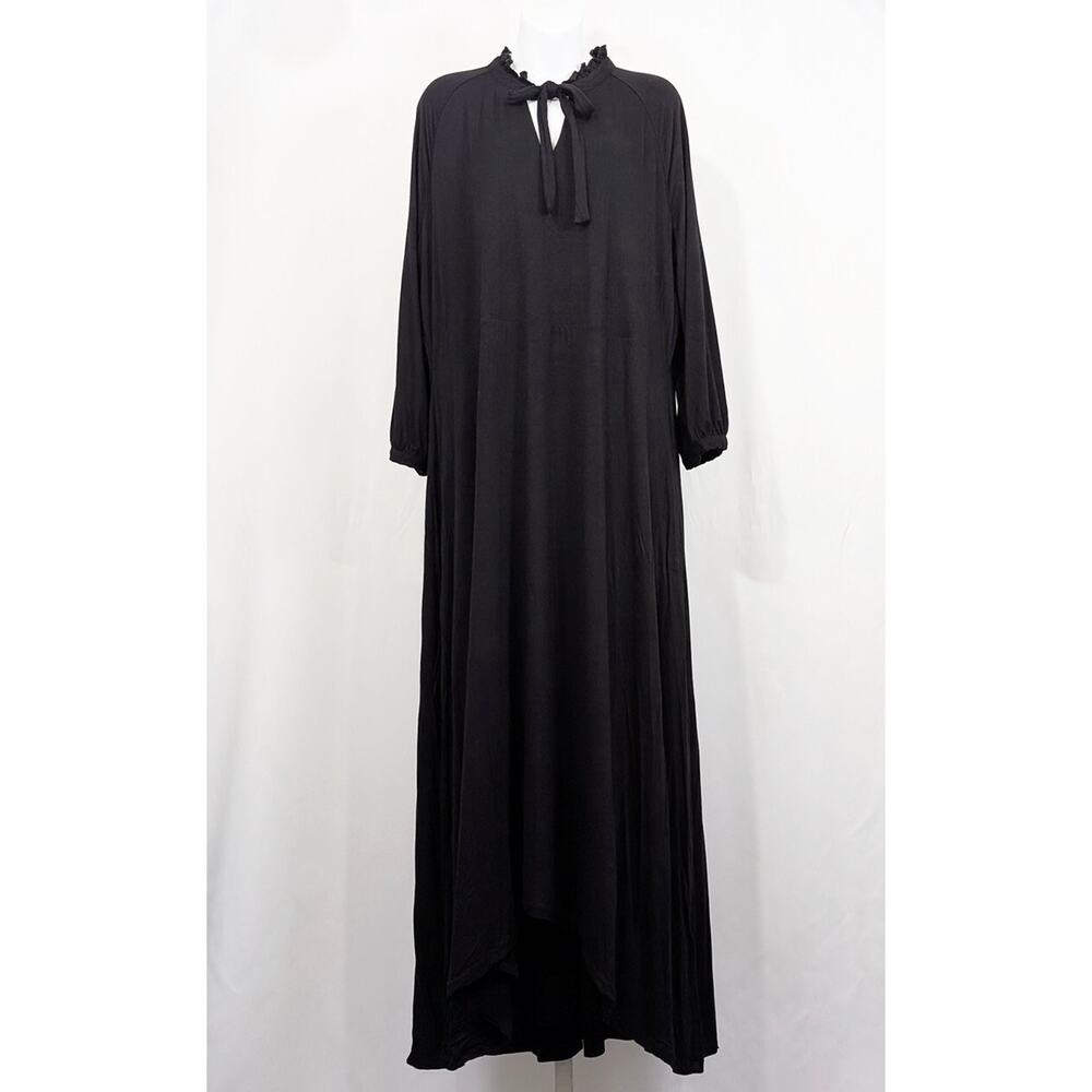 Boden Dress Black Rosa Tie Neck Maxi Long Jersey Women's Size US 18L UK 22L